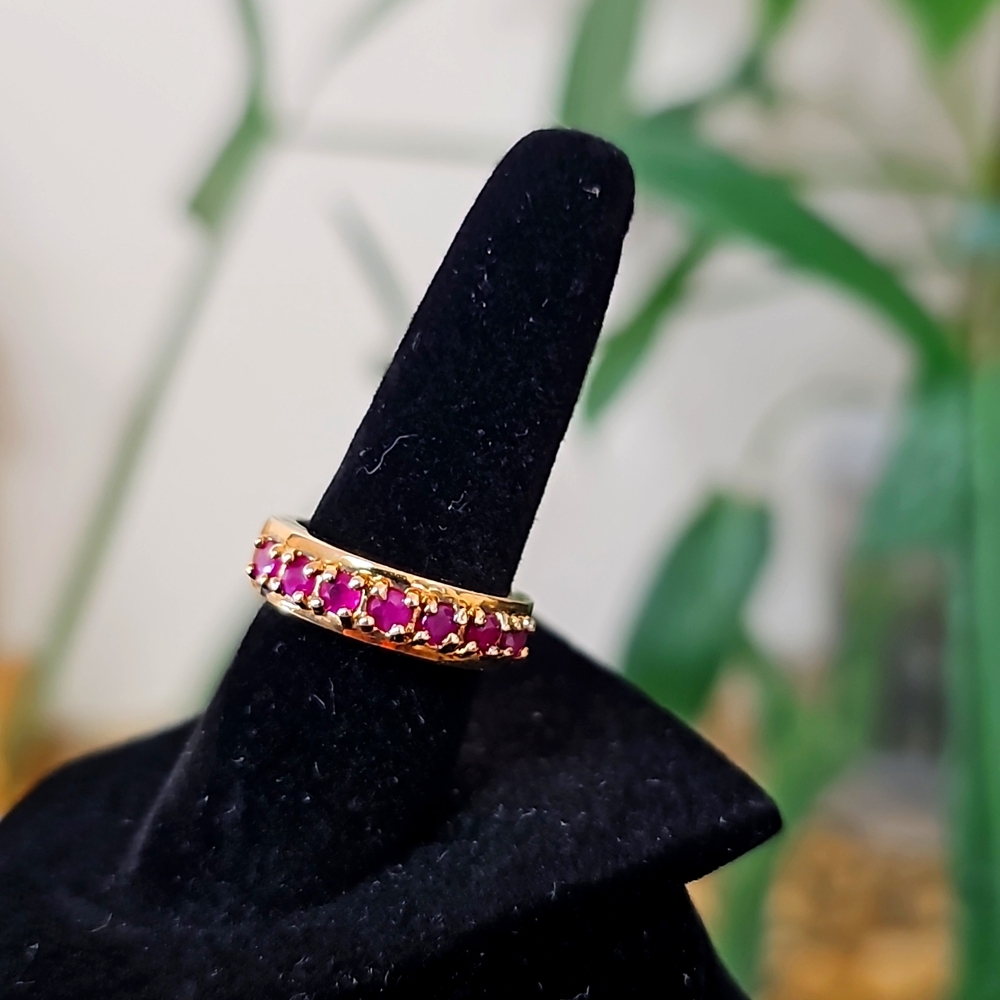 Ruby rhodium plated sterling silver ring